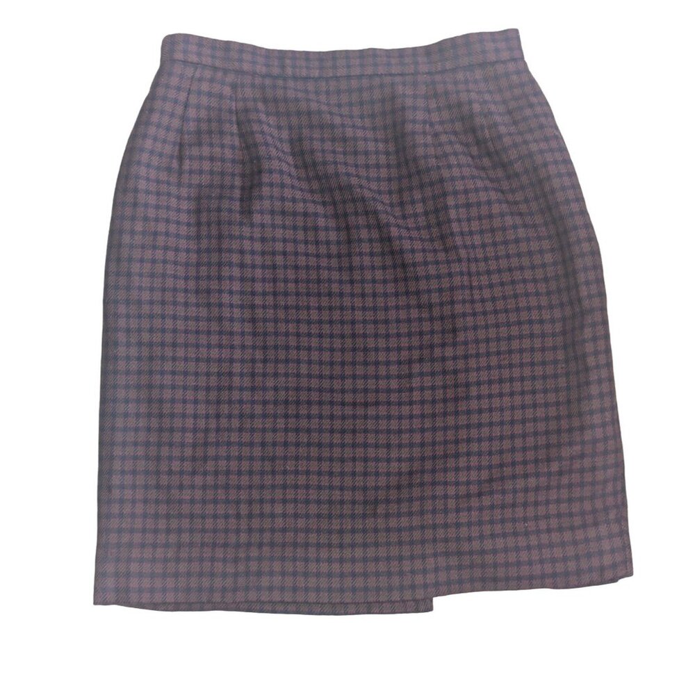 VTG Wool Plaid Pencil Skirt With Back Vent & Back Zipper SZ 6P-S Made in the USA